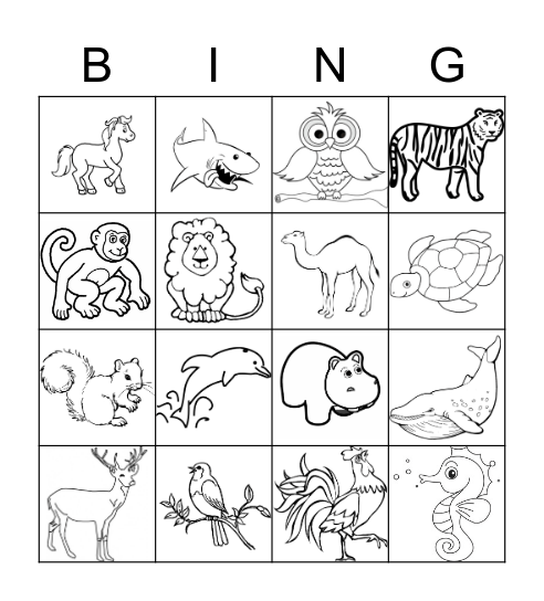 ANIMALS Bingo Card