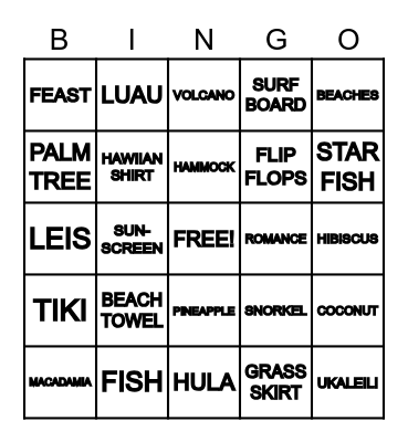 ALOHA BINGO Card