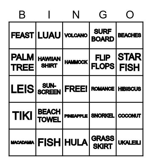 ALOHA BINGO Card