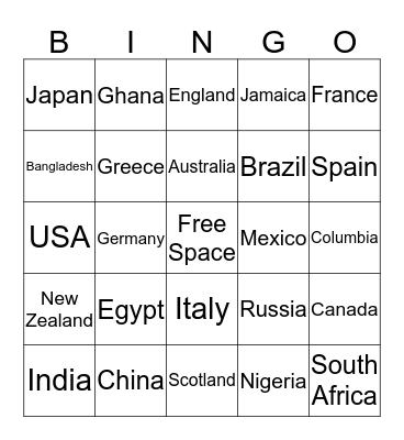 World Bingo Card