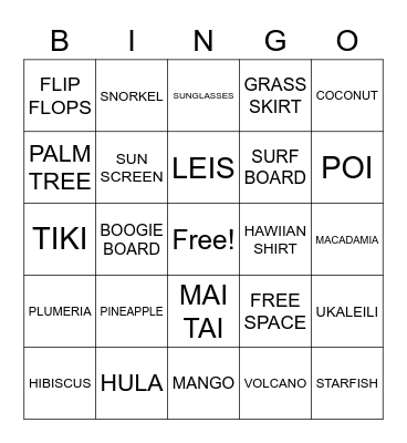 ALOHA BINGO Card