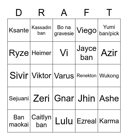 Lec Bingo Card