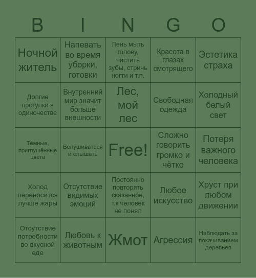 Nox Bingo Card