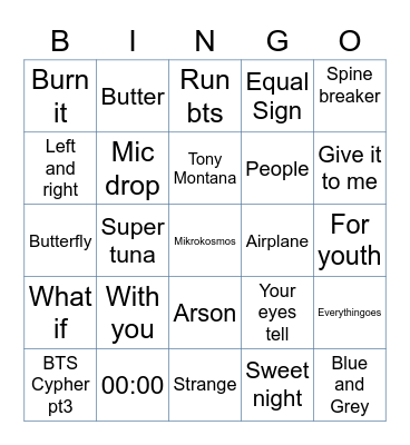 @trendseok Bingo Card