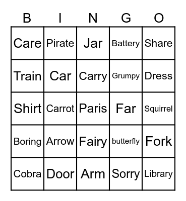 M X J Bingo Card