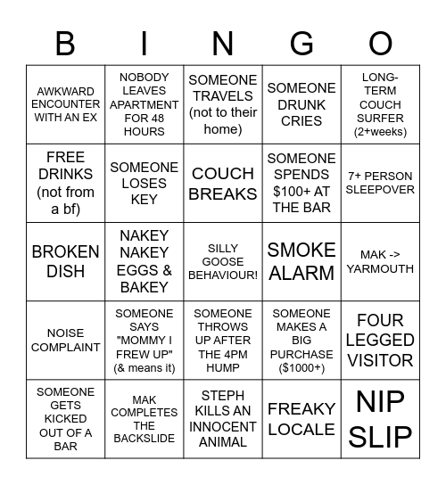 2023 SHENANIGANS Bingo Card