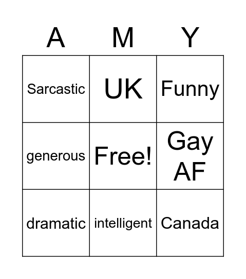 Amys 40th Bingo Card