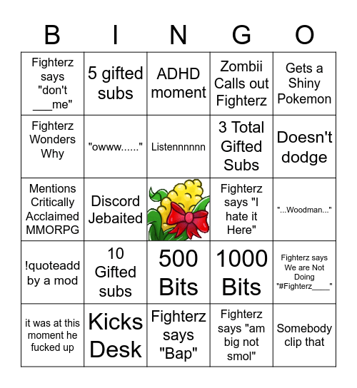 Fighterz Bingo Card