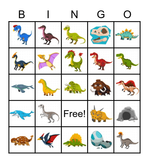 Dínóbingó Bingo Card