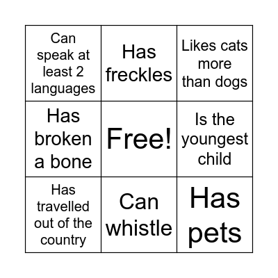 Get to know your neighbor! Bingo Card