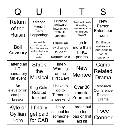 Spring 2023 Bingo Card