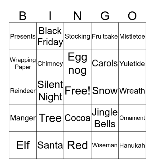 Holiday Bingo Card