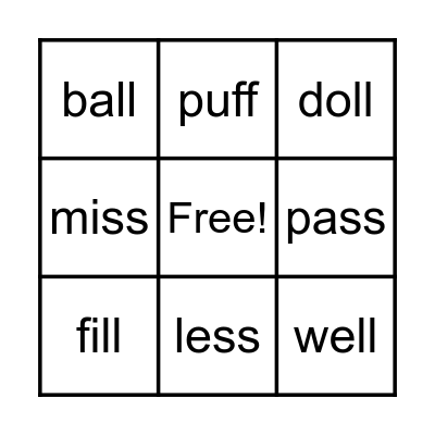 Double Letters Bingo Card