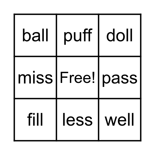 Double Letters Bingo Card