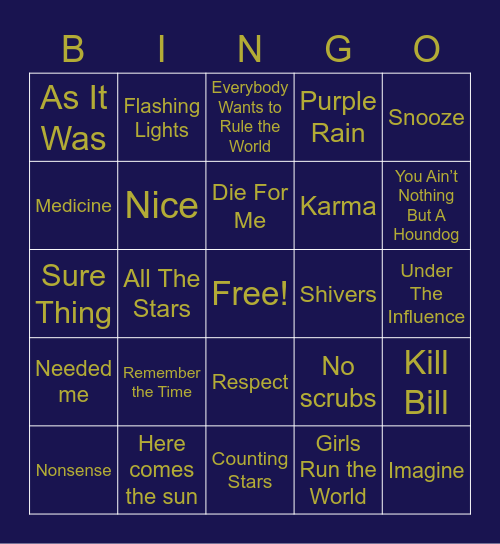 Song bingo Card