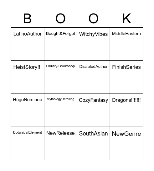 2023 Book Bingo Card