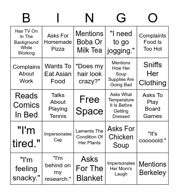 Margie Bingo Card
