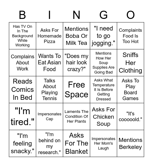 Margie Bingo Card