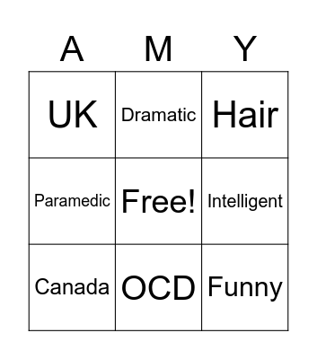 Amy's 40th Bingo Card