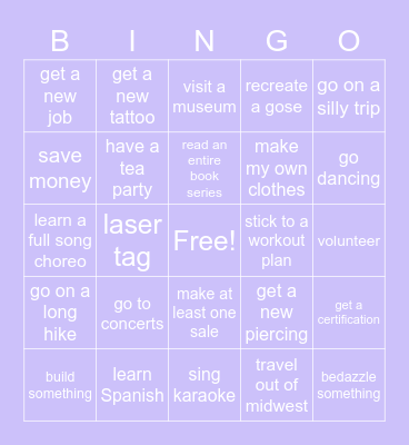 Grace’s 2023 Bingo Card