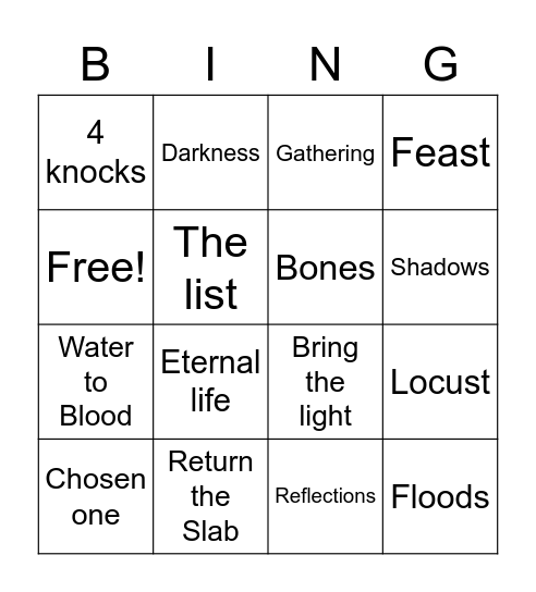 Plague Bacon Bingo Card