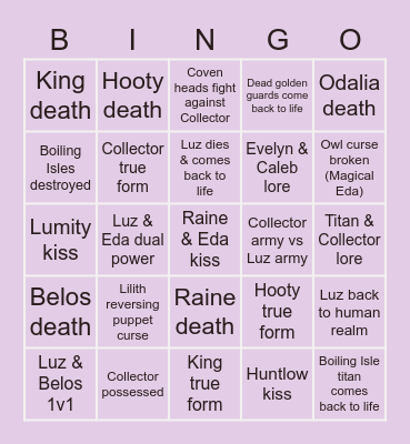 THE OWL HOUSE Bingo Card