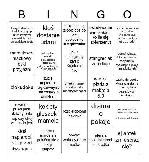 Las Łebas 2023 Bingo Card