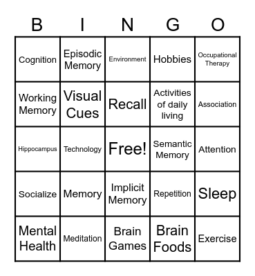 Memory Bingo Card