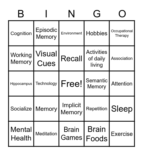 Memory Bingo Card