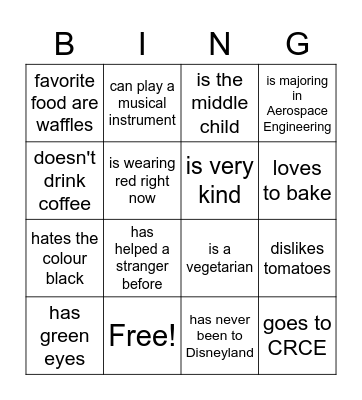 Find Someone Who! Bingo Card