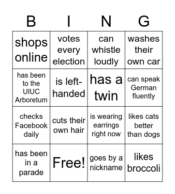 Find Someone Who! Bingo Card