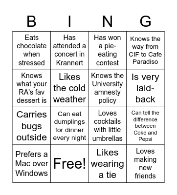 Find Someone Who Bingo Card