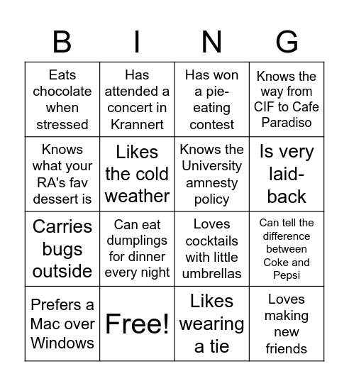 Find Someone Who Bingo Card