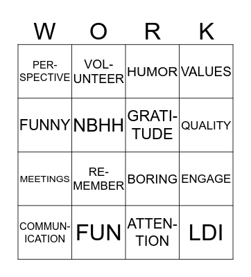 WORK is FUN! Bingo Card