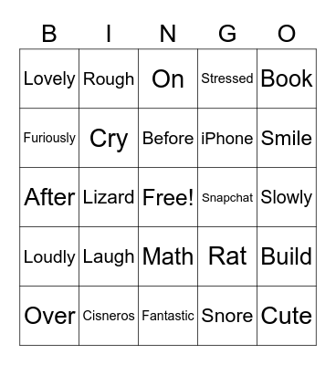 Parts of Speech Bingo Card
