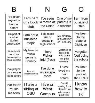 FI Icebreaker Bingo Card