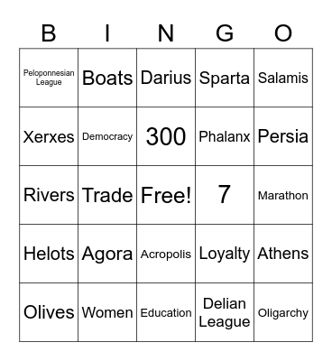 Ancient Greece Review7 Bingo Card
