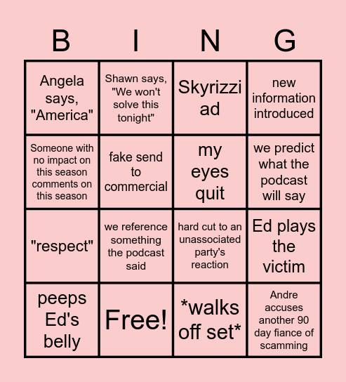 HEA S9 Tell All Part 4 aka E20918387 Bingo Card