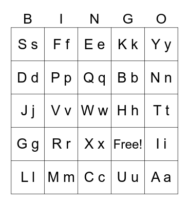 Alphabet Bingo Card