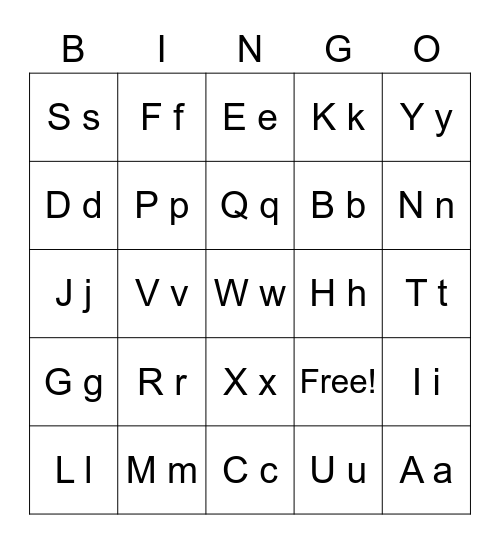 Alphabet Bingo Card