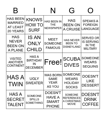 HOLIDAY PARTY Bingo Card