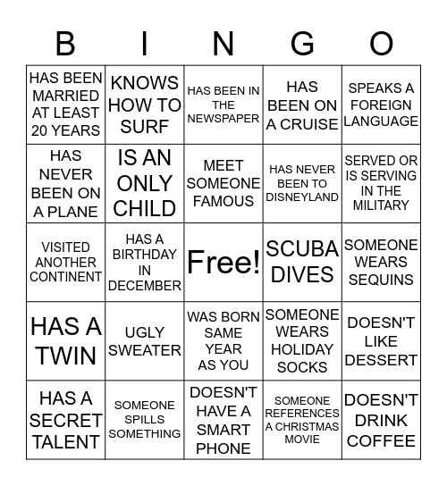 HOLIDAY PARTY Bingo Card