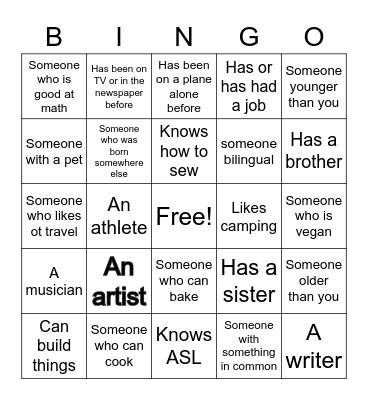 ICEBREAKER BINGO Card