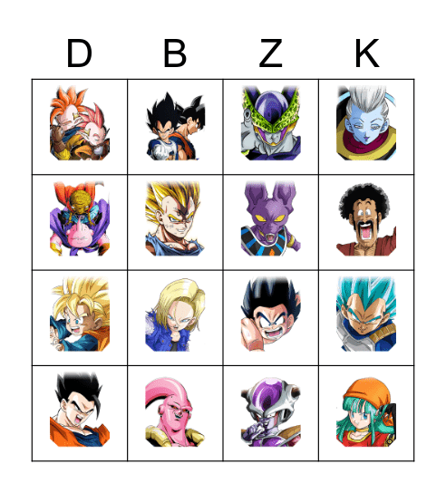 DBZ DOKKAN Battle Bingo Card