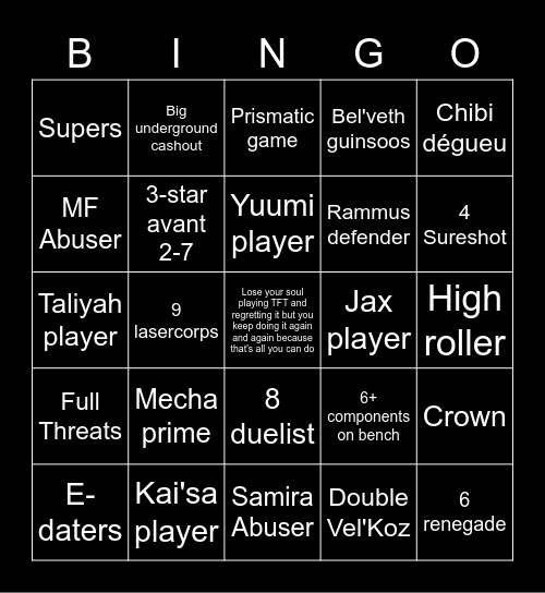 TFT BINGO Card