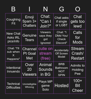 Rorie Artemis Debut Bingo Card