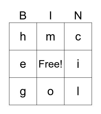 Letters Bingo Card