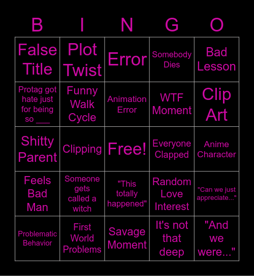 MSA Bingo Card