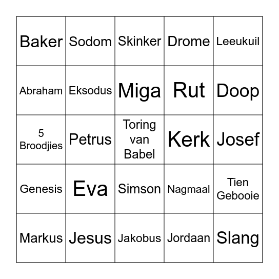 Bybel Bingo Card