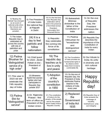 Anunta  Republic day 2023 Bingo Card